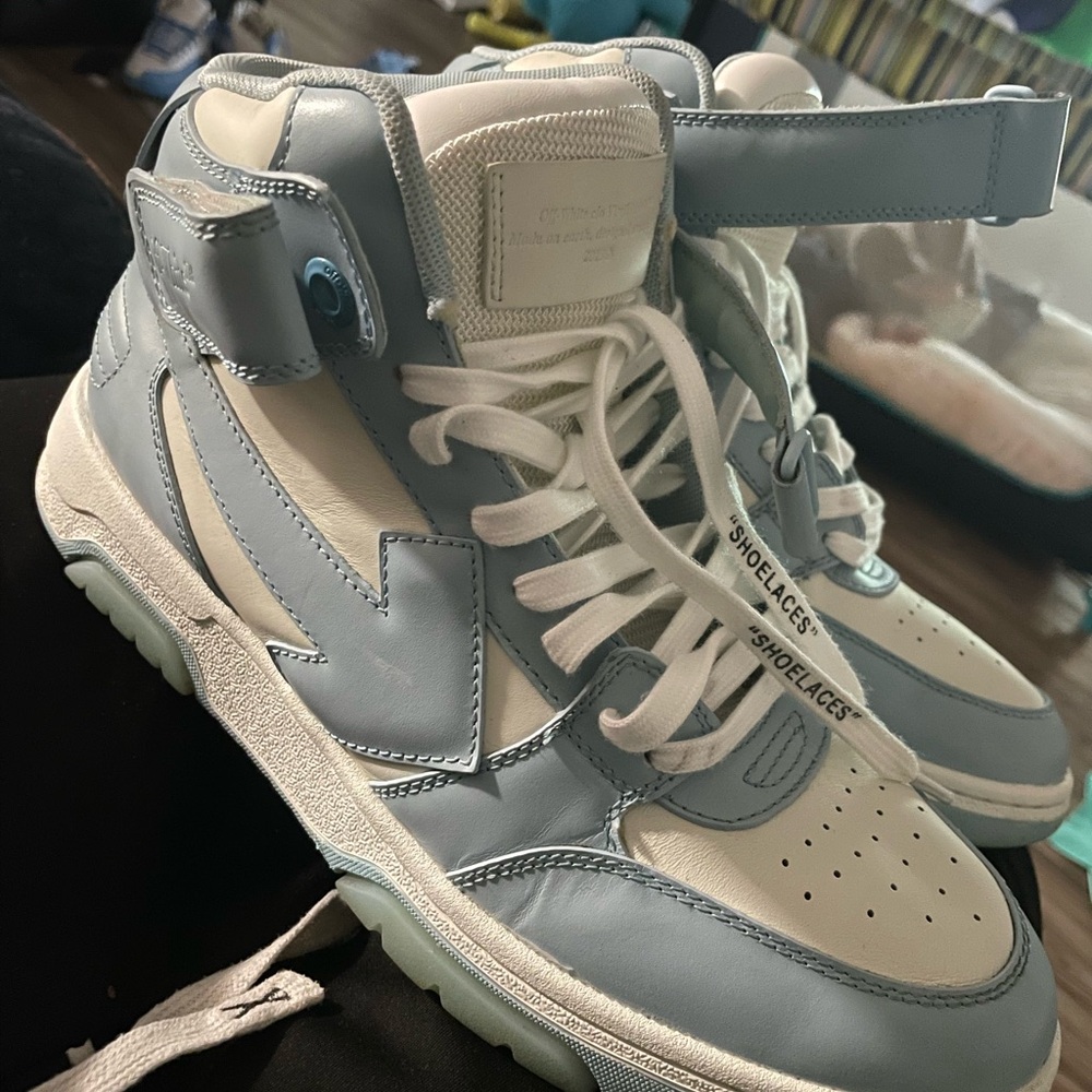 Off-White High-Tops in Blue and White
